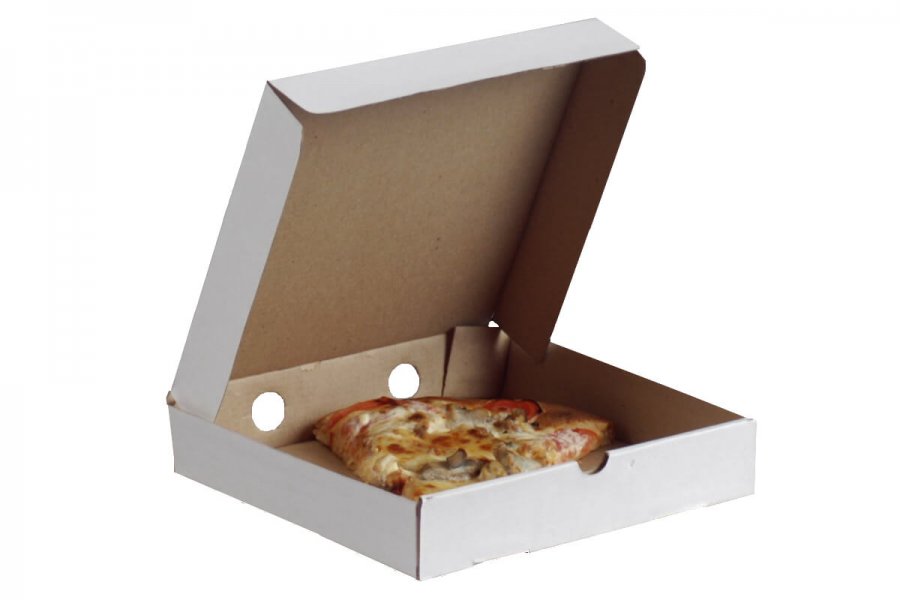 Коробка для пиццы и пирогов 210x210x35 мм (упаковка 50 шт, белая, без лого)