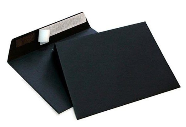 Конверт из цветной бумаги С5, 162х229 мм, силиконовая лента (чёрный, 100 шт)