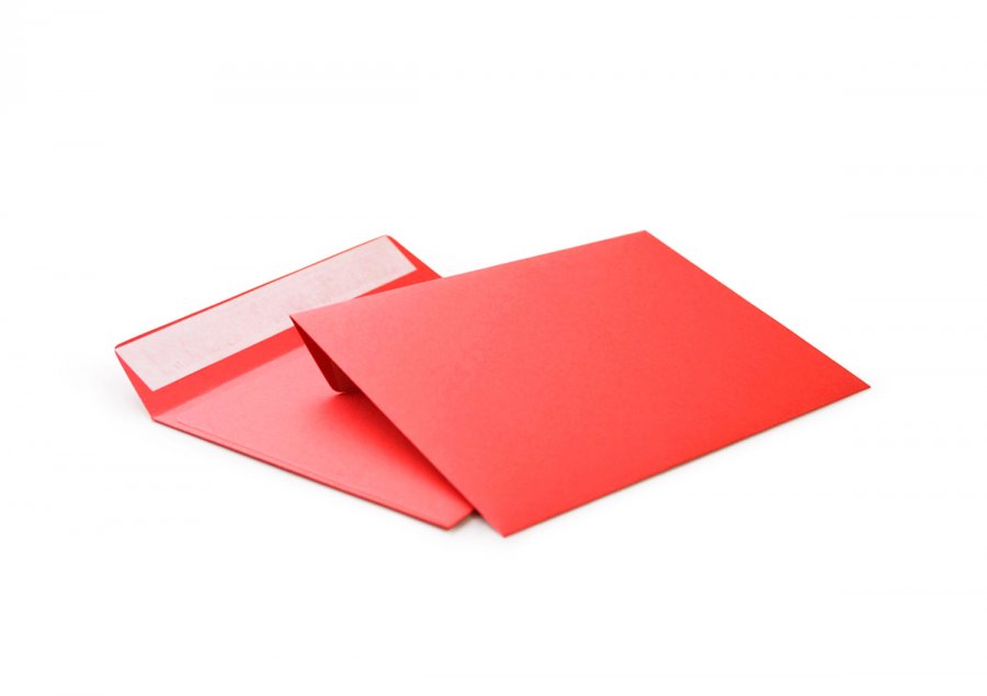 Конверт из цветной бумаги С5, 162х229 мм, силиконовая лента (красный, 100 шт)