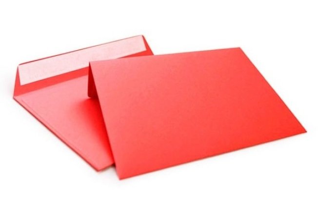Конверт из цветной бумаги С5, 162х229 мм, силиконовая лента (красный, 100 шт)