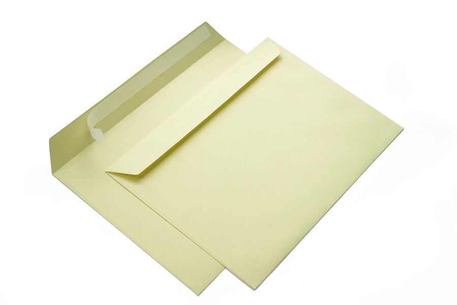 Конверт из цветной бумаги С4, 229х324 мм, силиконовая лента (кремовый, 100 шт)