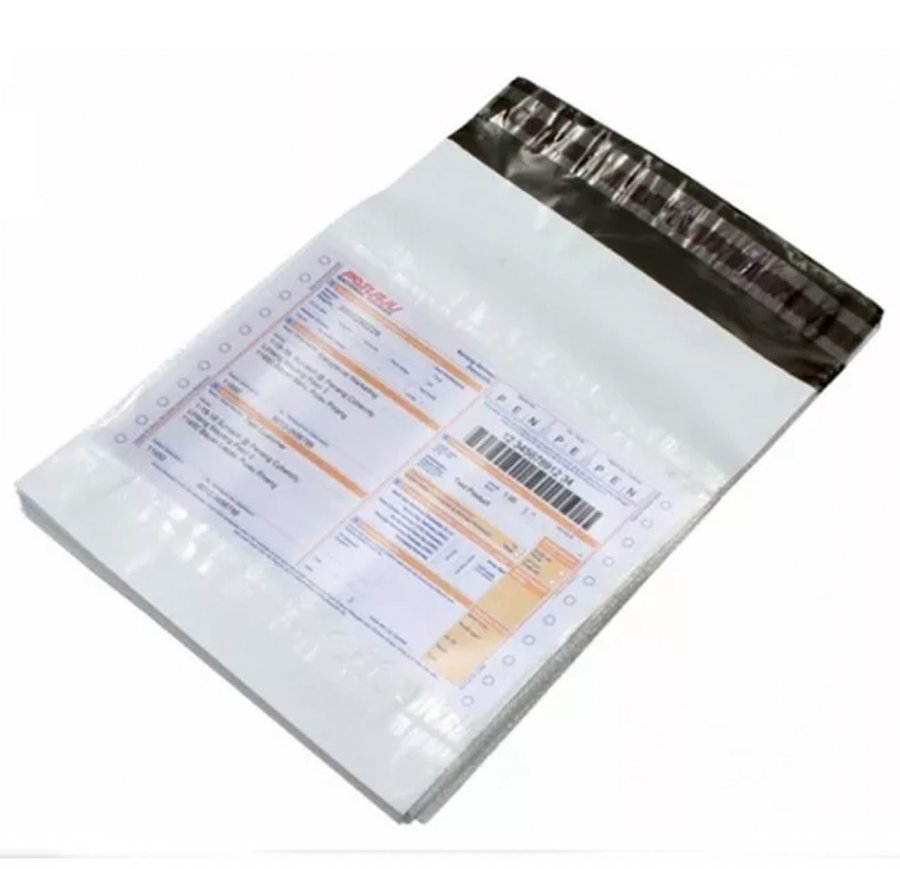 Курьерский пакет 430x500 с карманом (упаковка 100 шт, белый, без надписей)