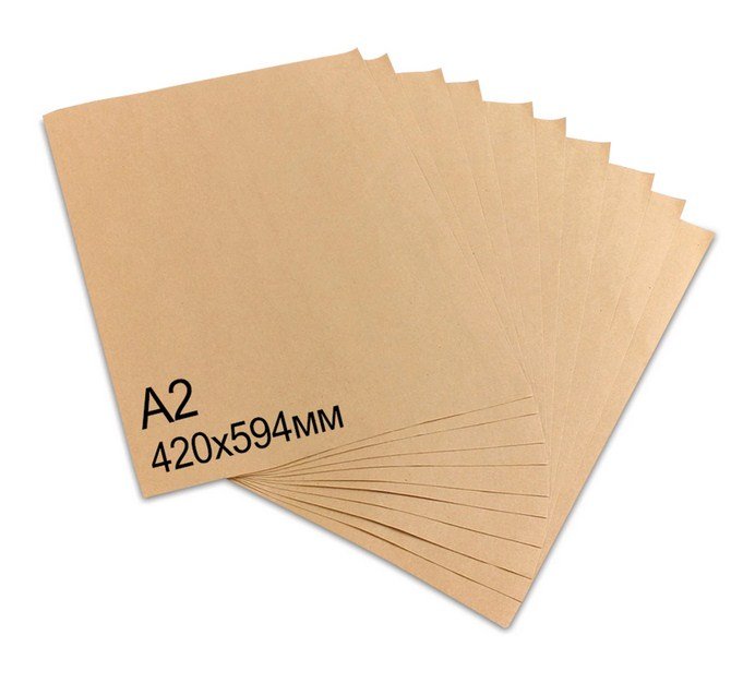 Крафт-бумага в листах А2, 420х594 мм, 100 листов